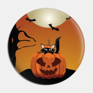 Halloween Pumpkin Cat I Holidays Pin