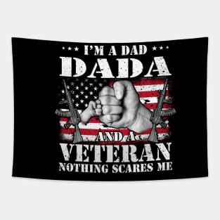 Vintage American Flag I'm A Dad Dada And A Veteran Nothing Scares Me Happy Fathers Day Veterans Day Tapestry