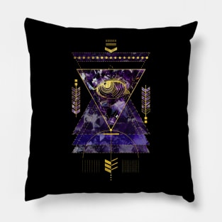 Sacred Geometry All Seeing eye in gold and amethyst Pillow