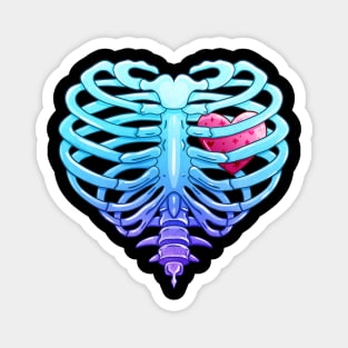 Anatomical Rib Cage with Heart Valentine Goth Magnet