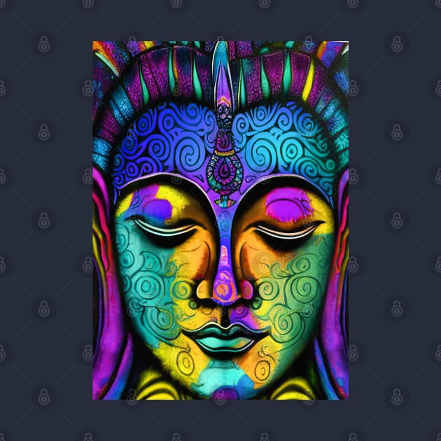 Colorful texture Buddha face by MCAshe spiritual art 