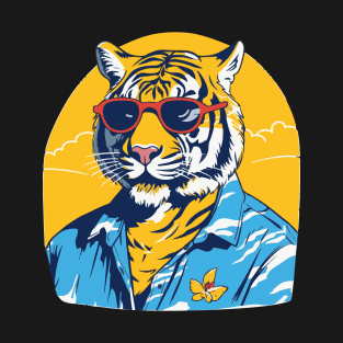 Tropical Roar: The Aloha Tiger T-Shirt