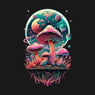 Magic Mushroom Psychedelic Retro Style Shrooms Design T-Shirt