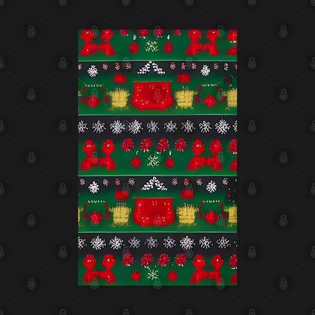 Futuristic Festive: Ugly Red Snowflake Pattern on Green by Christine aka stine1