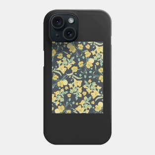 Vintage Floral (Black, gold and teal) Phone Case