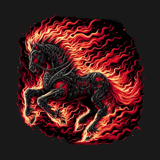 Flaming Heavy metal horse by Mechanime World