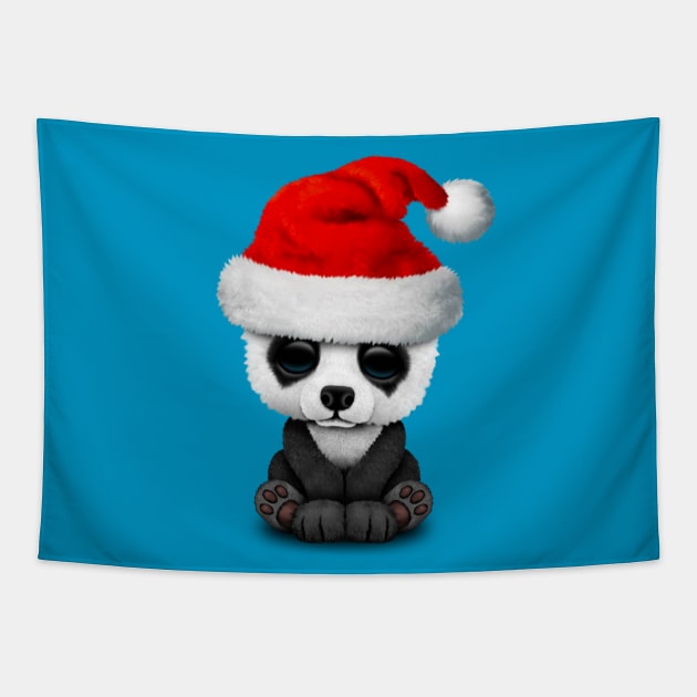 Baby Panda Bear Wearing a Santa Hat Tapestry by jeffbartels