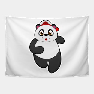 Panda at Running with Cap Tapestry