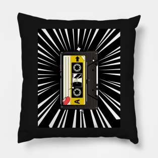 Retro Cassette Tape (white print) Pillow