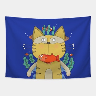 Cat Goof Fish Underwater Tapestry