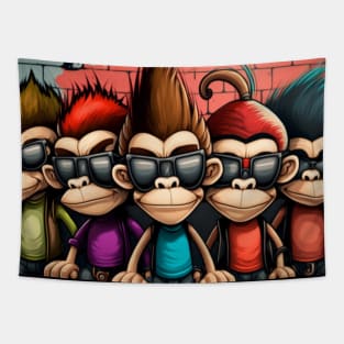 MONKEYS WITH MOHAWKS Tapestry