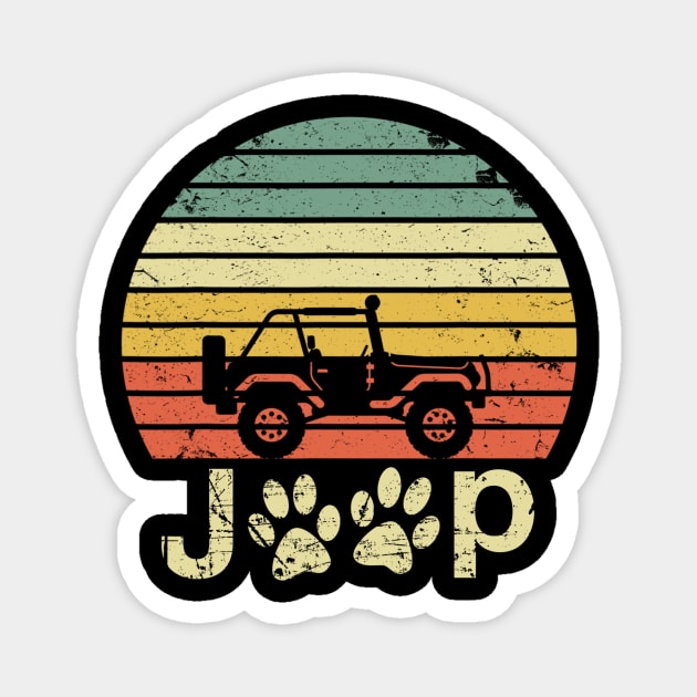 Vintage Jeep Dog Paw Jeep Magnet by Oska Like