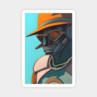 Retro robot soldier Magnet