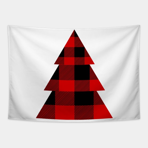 Pine Tree in Buffalo Plaid Pattern Tapestry by EdenLiving