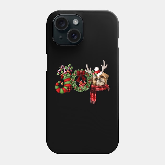 Christmas Joy Dwarf Stocking Reindeer Shih Tzu Phone Case by SuperMama1650