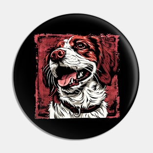 Retro Art Brittany Spaniel Dog Lover Pin