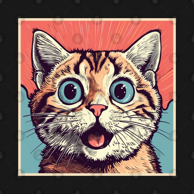 Shocked Cat Cartoon Vintage Cartoon Cat Crazy by OscarVanHendrix