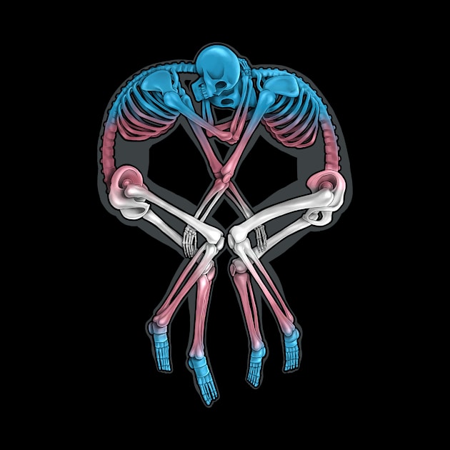 Transgender Flag Skeleton Love by jeffective