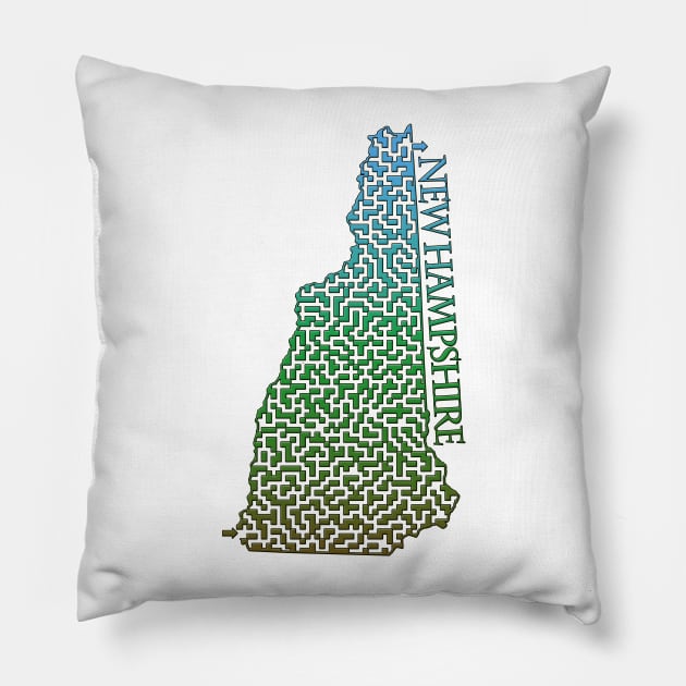 State of New Hampshire Colorful Maze Pillow by gorff