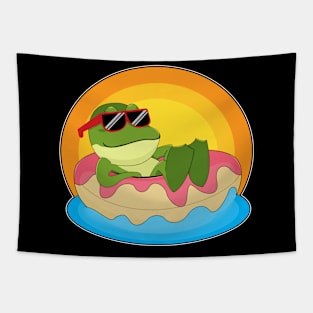 Frog at Swimming with Sunglasses Tapestry