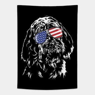 Proud Italian Spinone American Flag sunglasses dog Tapestry