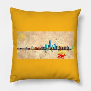 NYC Skyline Grunge Pillow