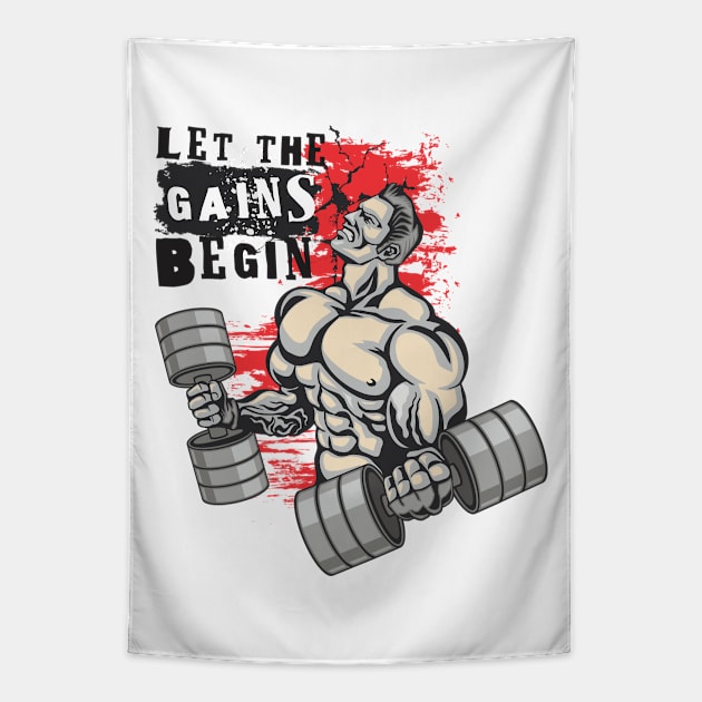 Let the gains begin - Crazy gains - Nothing beats the feeling of power that weightlifting, powerlifting and strength training it gives us! A beautiful vintage design representing body positivity! Tapestry by Crazy Collective