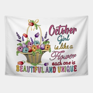 October Girl - Flower Basket Tapestry