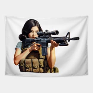 Tactical Girl Tapestry