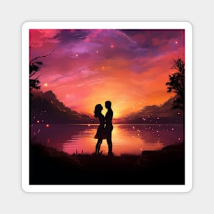 Romantic Couple Sunset Kissing Holding Hands Love Valentines Magnet