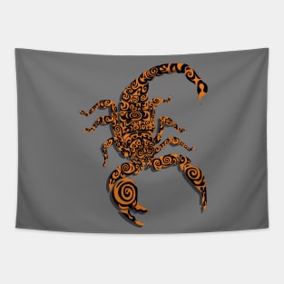 Orange Doodle Scorpion Tapestry