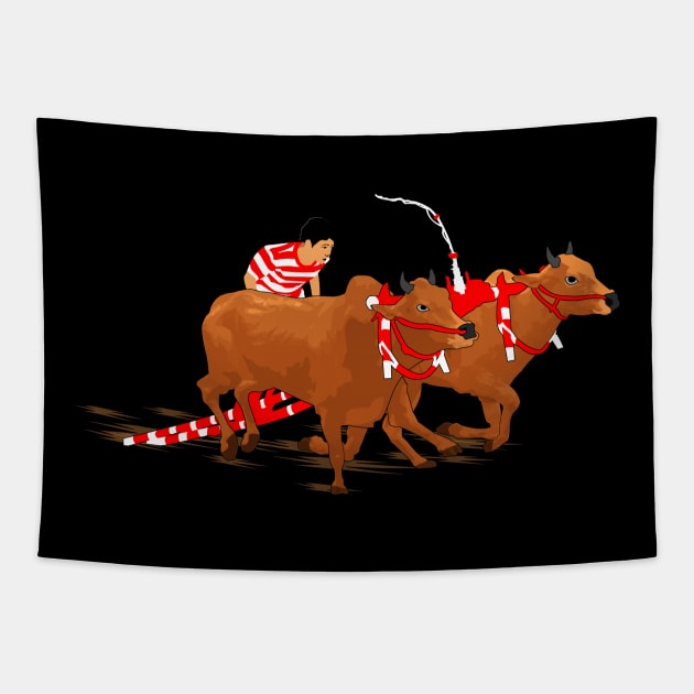 BULL RACE Tapestry by canzyartstudio