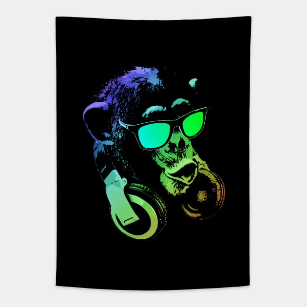 Monkey DJ Tapestry by Nerd_art