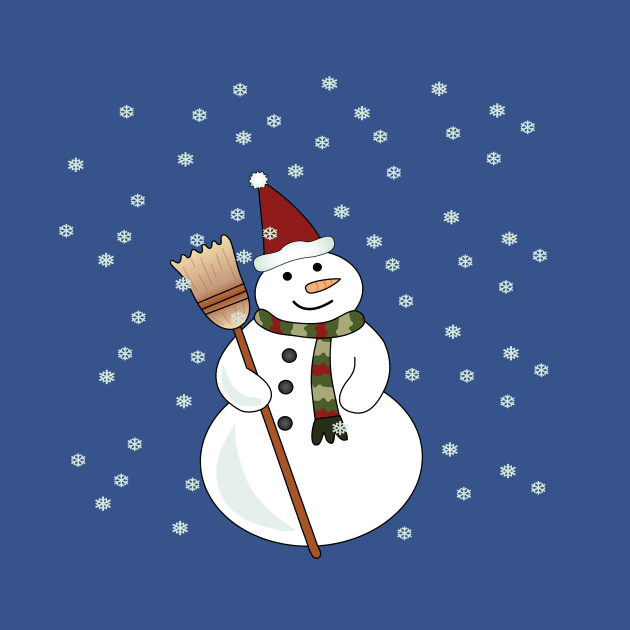 Christmas Snowman with Snowflakes by WarriorWoman