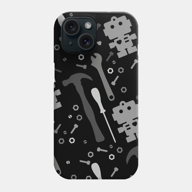 Techie Tools Black White Pattern Phone Case by XOOXOO