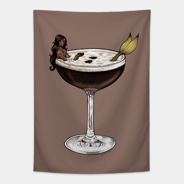 Espresso Martini Mermaid Tapestry by Elizabeth Weglein Art