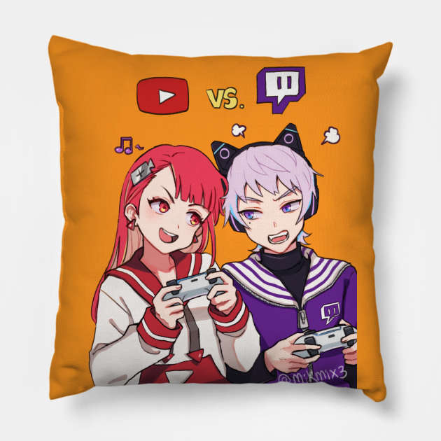 Youtube-chan VS Twitch-kun Pillow by mikmix