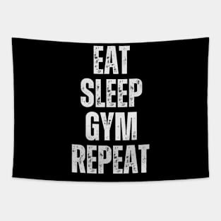 Eat sleep gym repeat funny Mens Gym Tapestry