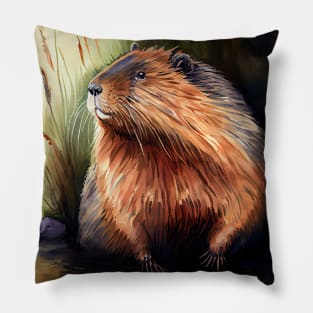 Muskrat - Watercolor Paint Pillow