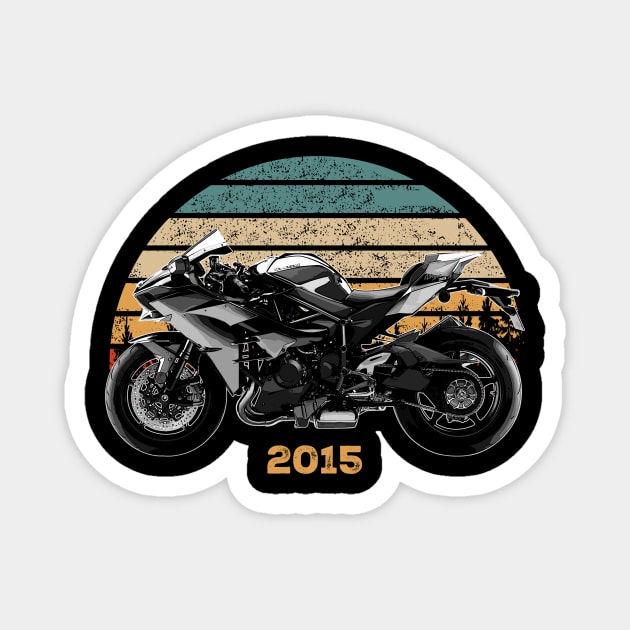 2015 Kawasaki Ninja H2 Vintage Motorcycle Design Magnet by Madisen Harvey