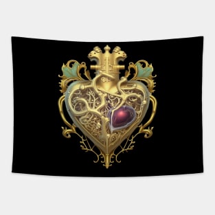 Golden Royal Heart Tapestry