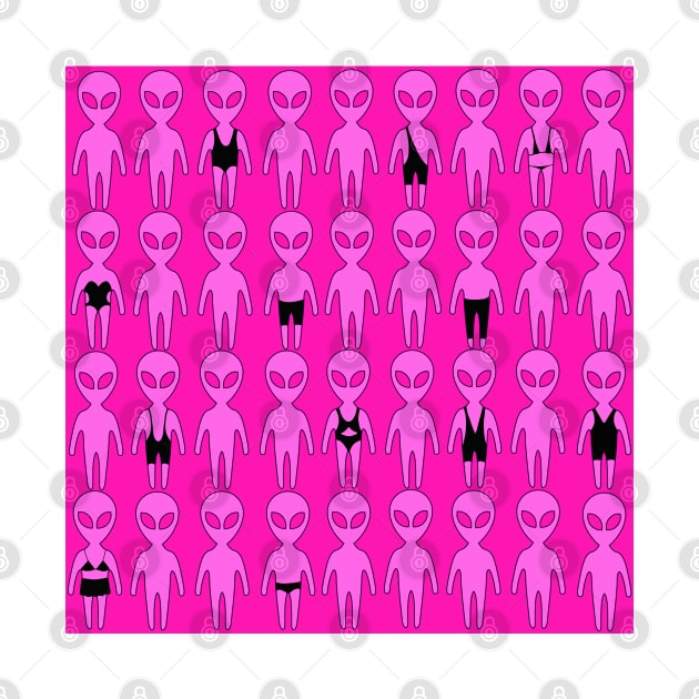 Small pink men from Mars . Extraterrestrials In bathing suites. by marina63