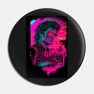 Synthwave chad with sunglasses retro abstract design Pin