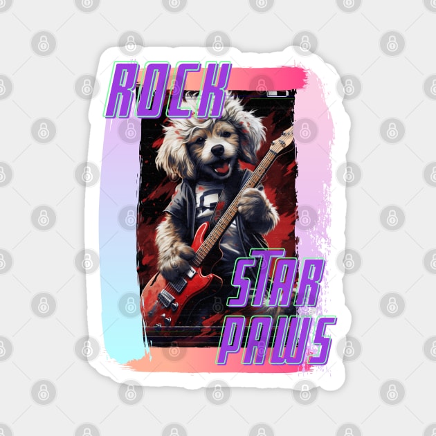 "Rock Star Dog: Rocker Canine with Electric Guitar" Magnet by LionCreativeFashionHubMx