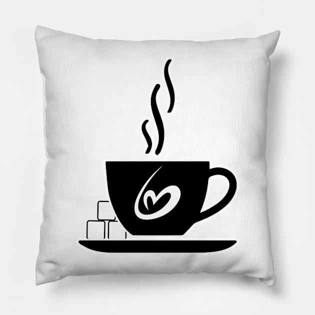 Funny coffee cup, coffee lovers gift, coffee gift, coffee cozy, birthday, cafeteria’s stickers, fashion Design, restaurants and laptop stickers, lovely coffee cup with heart inside Pillow by PowerD