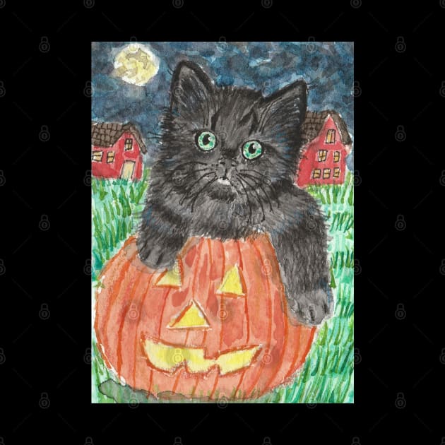 Halloween cat kitten pumpkin by SamsArtworks