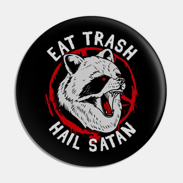 Eat Trash Hail Satan T-Shirt I Pentagram Possum Pin by biNutz