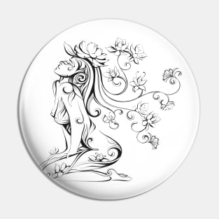 flower woman abstract art Pin