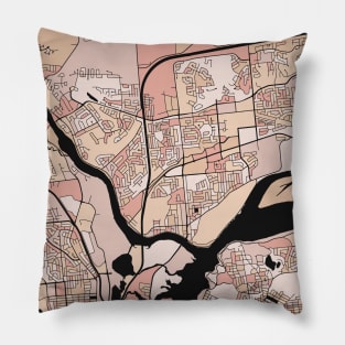 Gatineau Map Pattern in Soft Pink Pastels Pillow