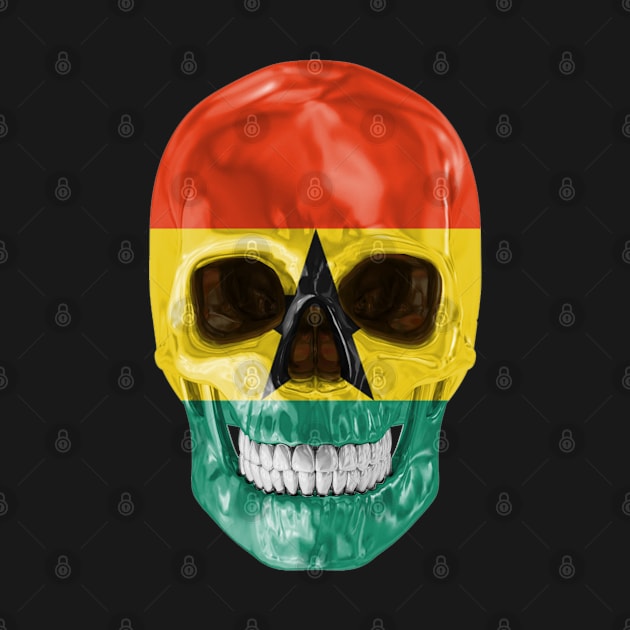 Ghana Flag Skull - Gift for Ghanaian With Roots From Ghana by Country Flags